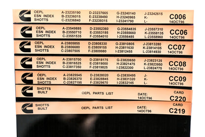 Cummins C006, CC06, C220 1996 Shotts OEPL Parts List & ESN index Lot Of 7 Microfiche NOS