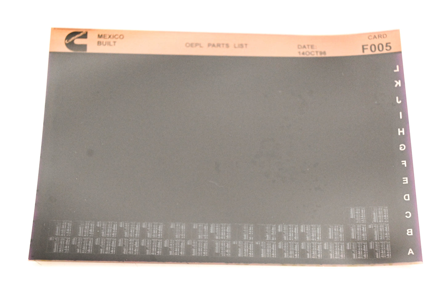 Cummins F005 1996 Mexico OEPL Parts List Microfiche NOS