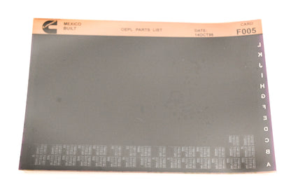 Cummins F005 1996 Mexico OEPL Parts List Microfiche NOS