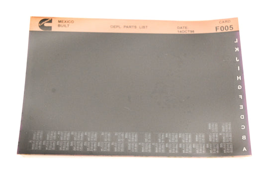 Cummins F005 1996 Mexico OEPL Parts List Microfiche NOS