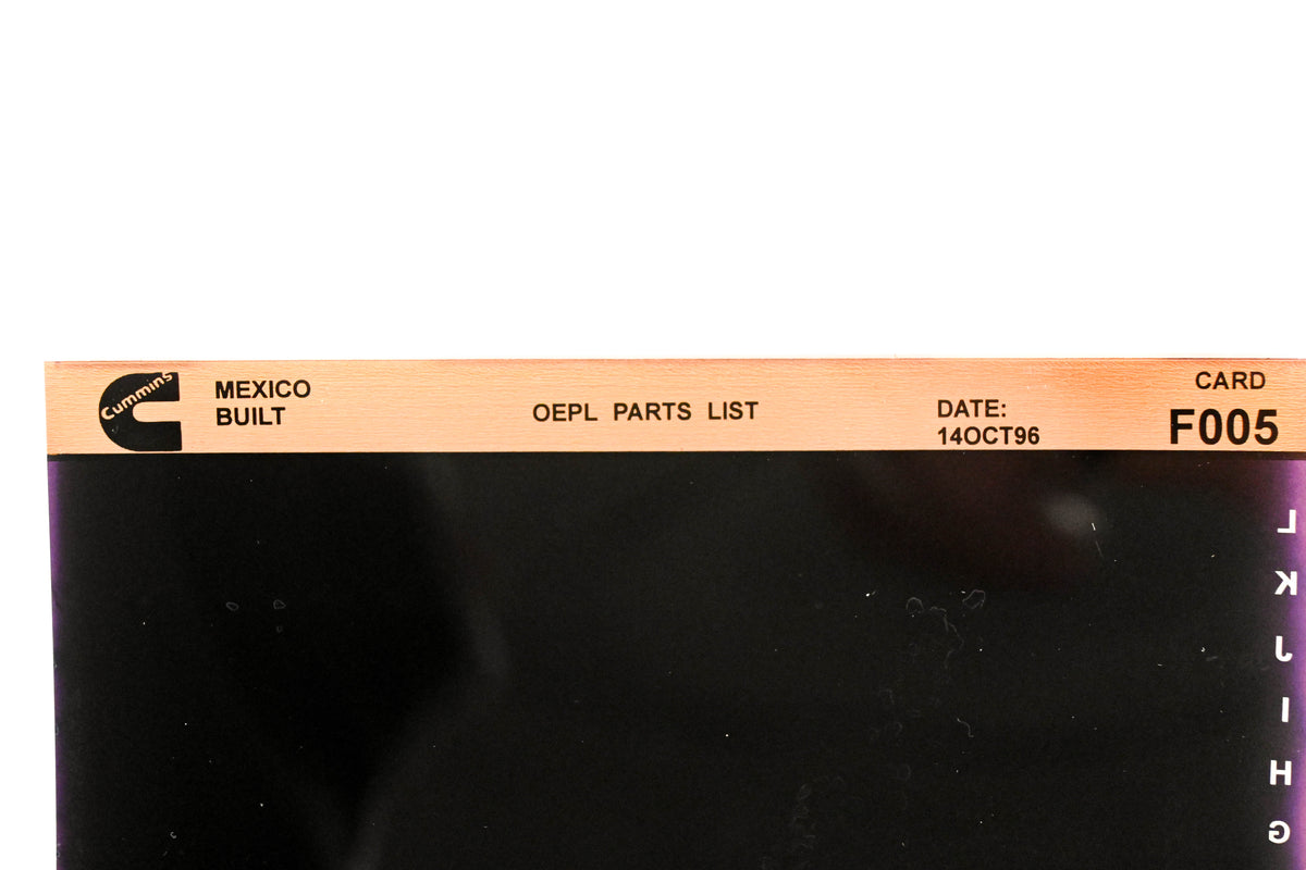 Cummins F005 1996 Mexico OEPL Parts List Microfiche NOS
