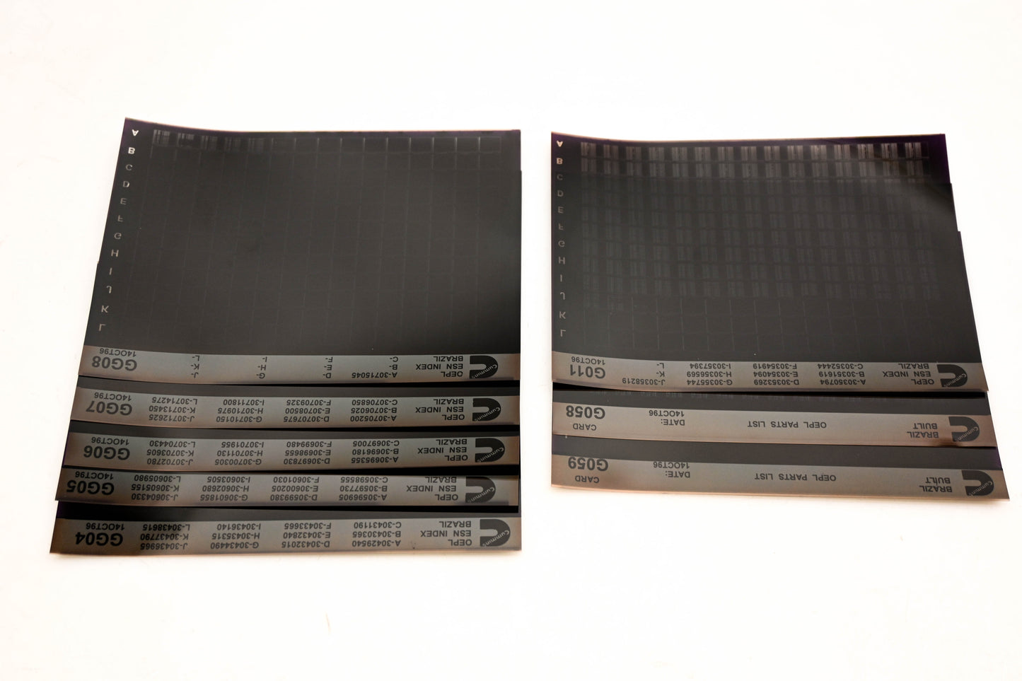 Cummins G011, GG04, G059 1996 Brazil OEPL Parts List & ESN Index Lot Of 8 Microfiche NOS