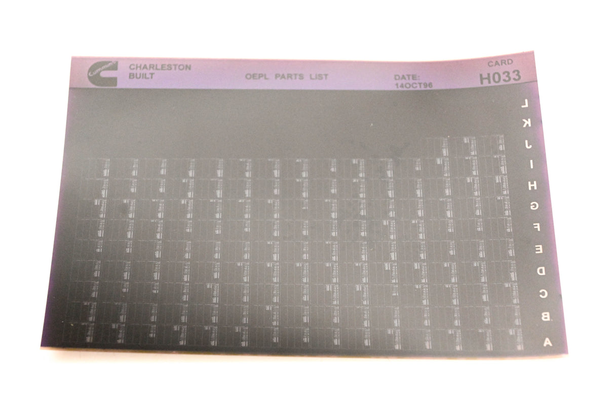Cummins H033 1996 Charleston OEPL Parts List Microfiche NOS