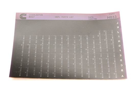 Cummins H033 1996 Charleston OEPL Parts List Microfiche NOS