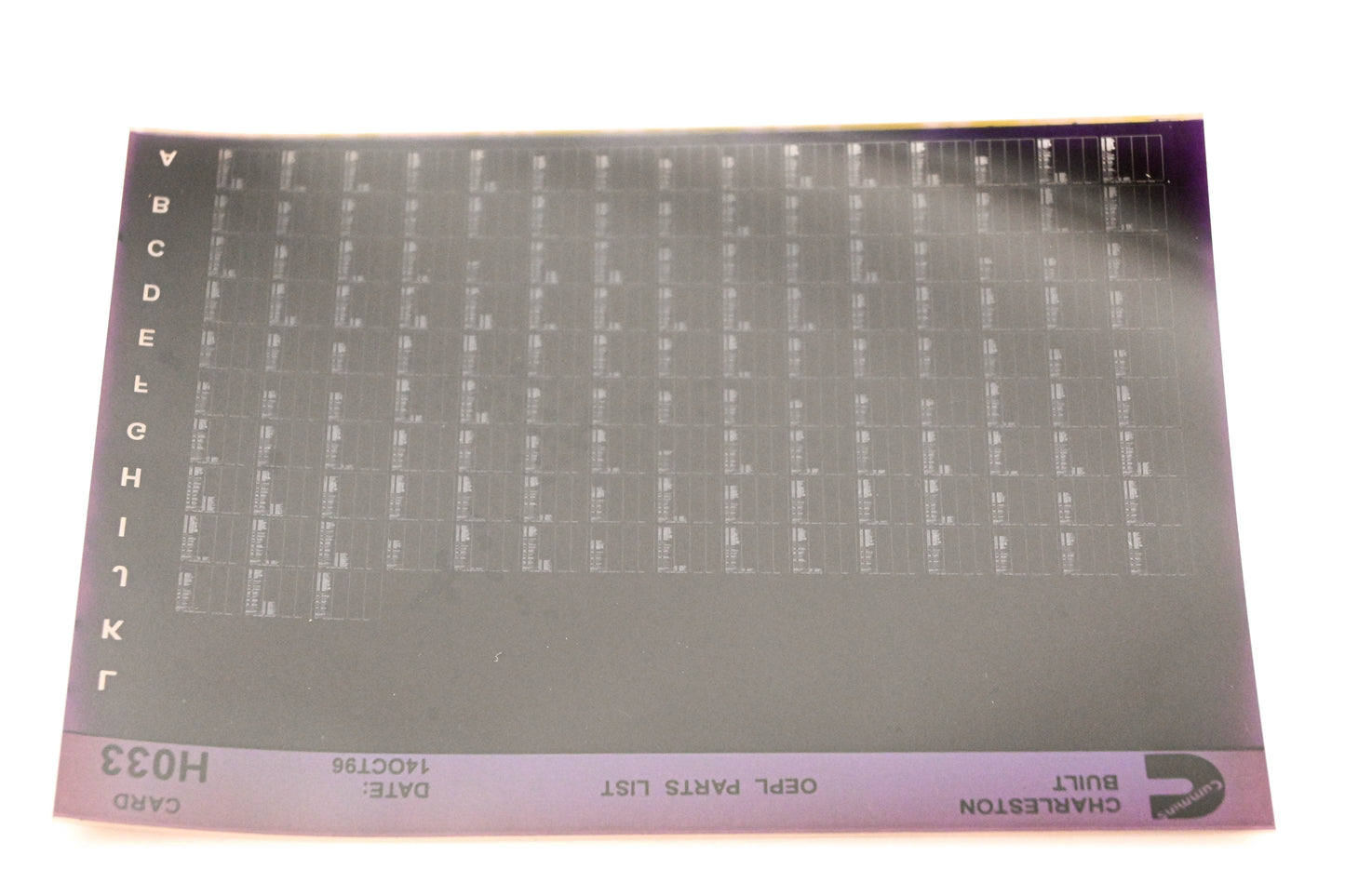 Cummins H033 1996 Charleston OEPL Parts List Microfiche NOS