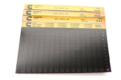 Cummins I003, I131, I133 1996 Daventry OEPL Parts List & ESN Index Lot Of 4 Microfiche NOS