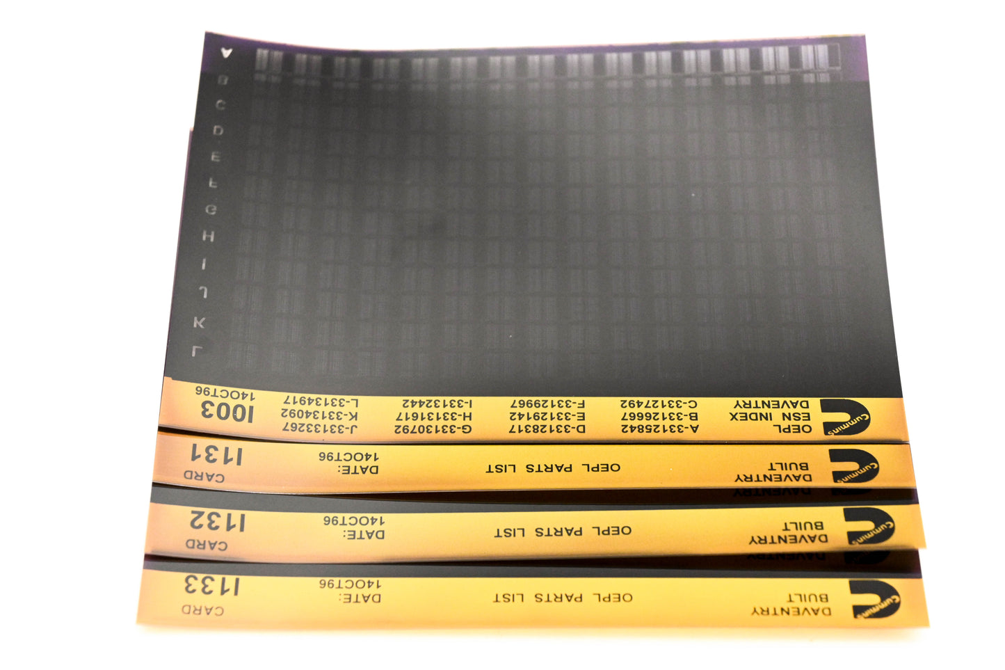 Cummins I003, I131, I133 1996 Daventry OEPL Parts List & ESN Index Lot Of 4 Microfiche NOS