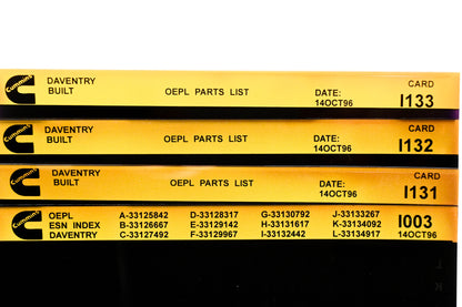 Cummins I003, I131, I133 1996 Daventry OEPL Parts List & ESN Index Lot Of 4 Microfiche NOS