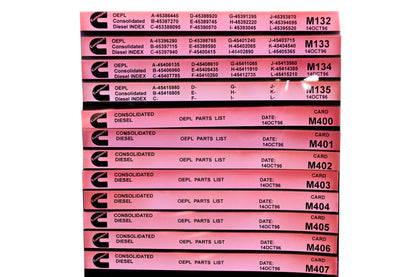 Cummins M132, M400, M407 1996 Consolidated Diesel OEPL Parts List & ESN Index Lot Of 12 Microfiche NOS