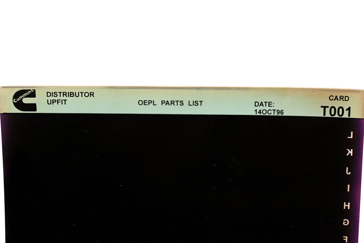 Cummins T001 1996 Distributor Upfit OEPL Parts List Microfiche NOS
