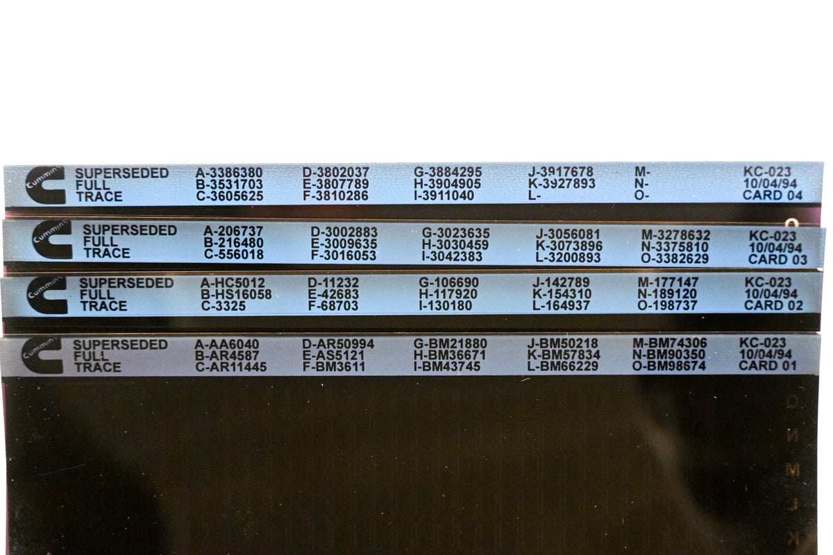 Cummins XY019-114 1994 KC-023 Superseded Full Trace Lot Of 4 Microfiche NOS