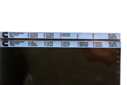 Cummins XY019-116 1997 MC-008 Superseded Section Two Lot of 2 Microfiche NOS