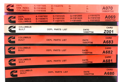 Cummins A069, A680, Z001 1996 Columbus OEPL Parts List & ESN Index Lot Of 7 Microfiche NOS