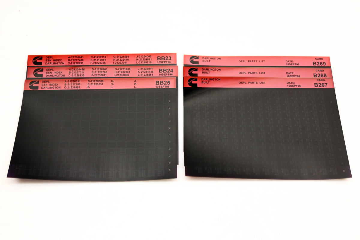 Cummins BB23, B267, B269 1996 Darlington OEPL Parts List & ES Index Lot Of 6 Microfiche NOS