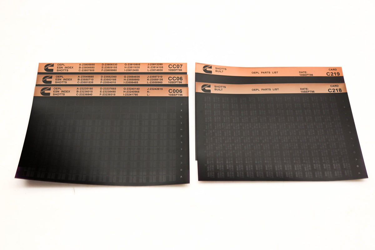 Cummins C006, CC06, C218 1996 Shotts OEPL Parts List & ESN Index Lot Of 5 Microfiche NOS