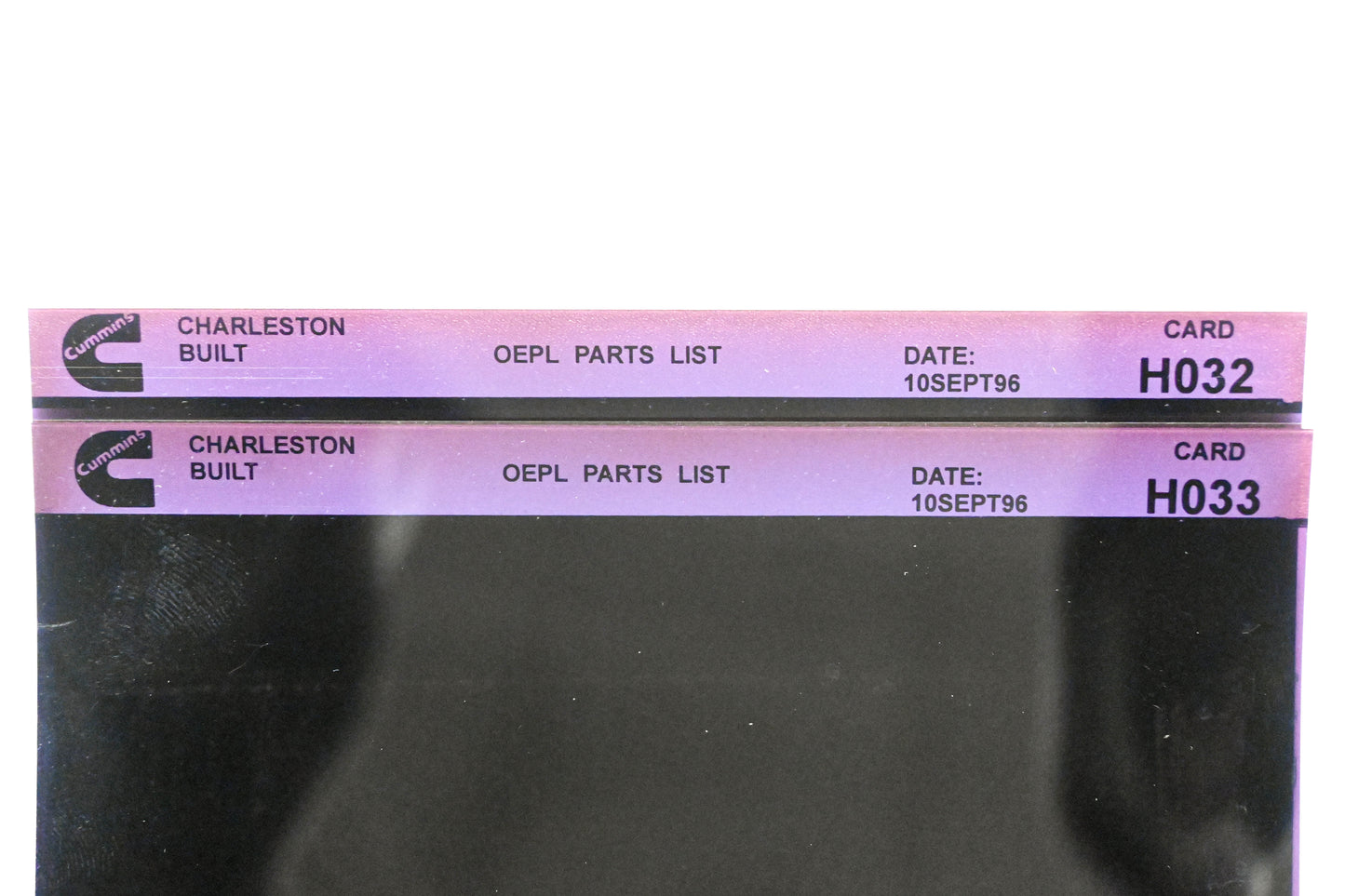 Cummins H032, H033 1996 Charleston OEPL Parts List Lot of 2 Microfiche NOS