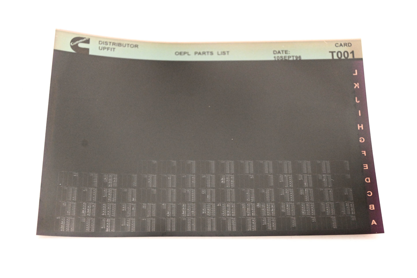 Cummins T001 1996 Distributor Upfit OEPL Parts List Microfiche NOS
