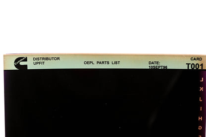Cummins T001 1996 Distributor Upfit OEPL Parts List Microfiche NOS