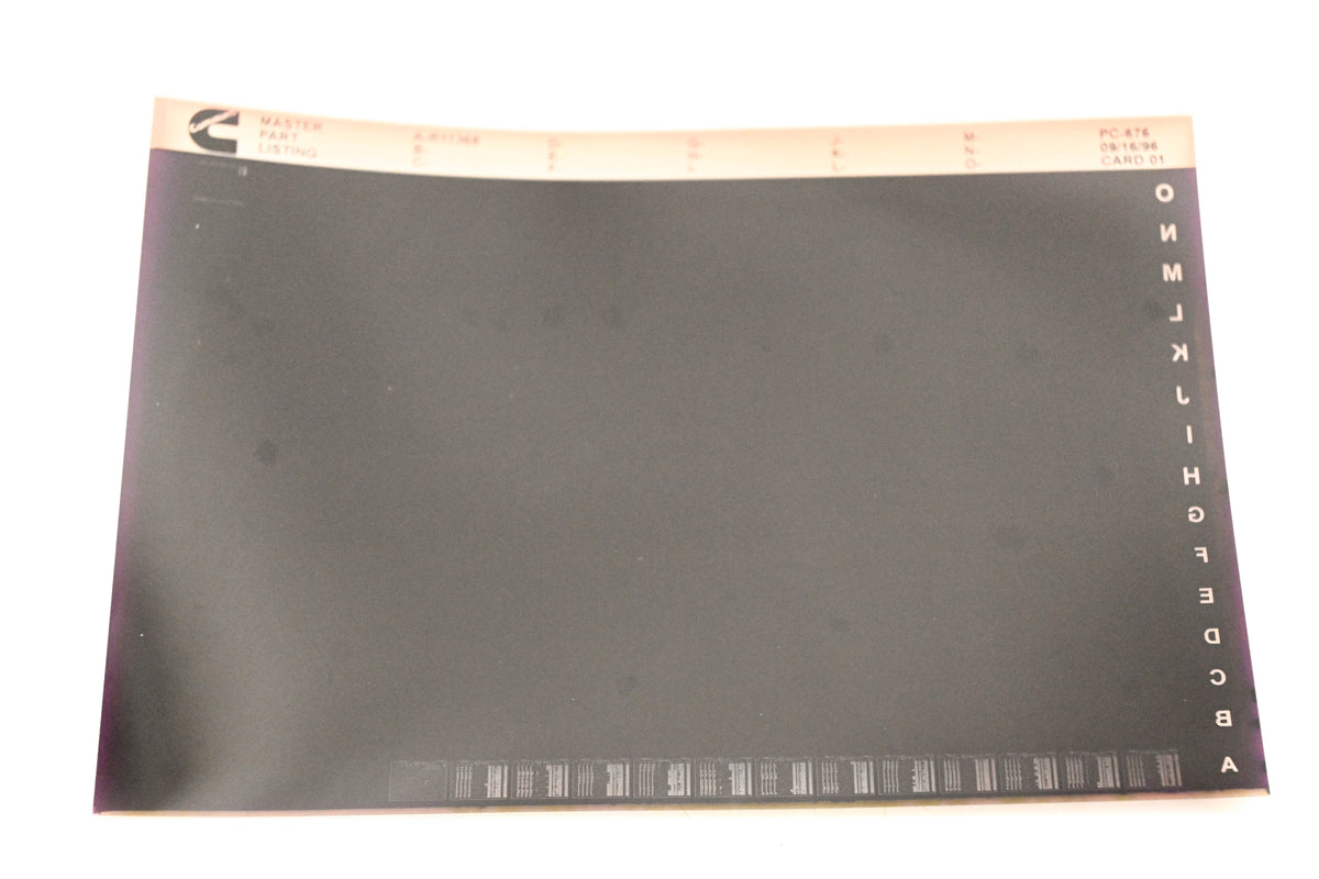 Cummins XM011-80 1996 PC-676 Master Parts Listing Microfiche NOS