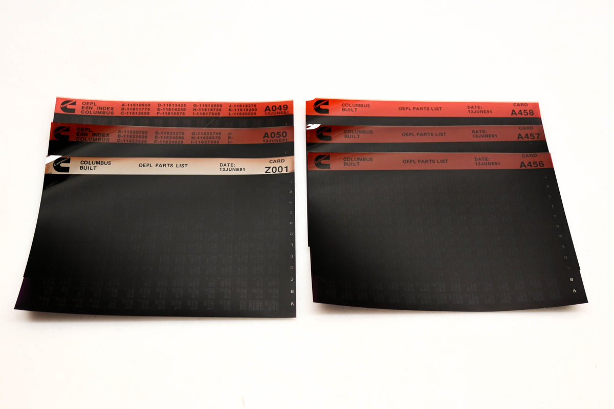 Cummins A049, A458, Z001 1991 Columbus OEPL Parts List & ESN Index Lot Of 6 Microfiche NOS