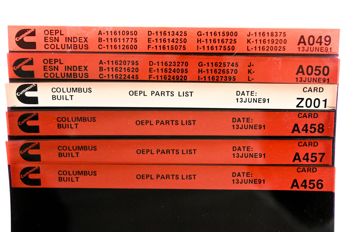 Cummins A049, A458, Z001 1991 Columbus OEPL Parts List & ESN Index Lot Of 6 Microfiche NOS