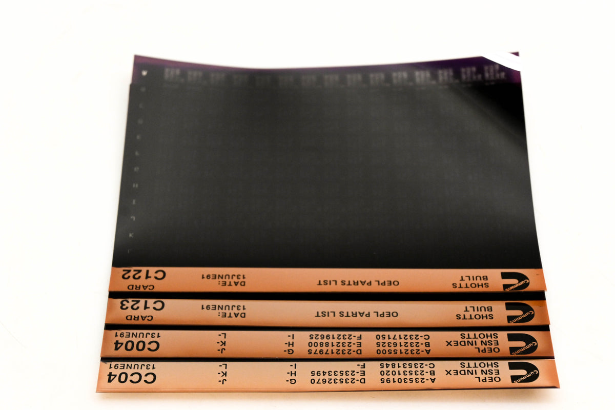 Cummins C004, CC04, C123 1991 Shotts OEPL Parts List & ESN Index Lot Of 4 Microfiche NOS