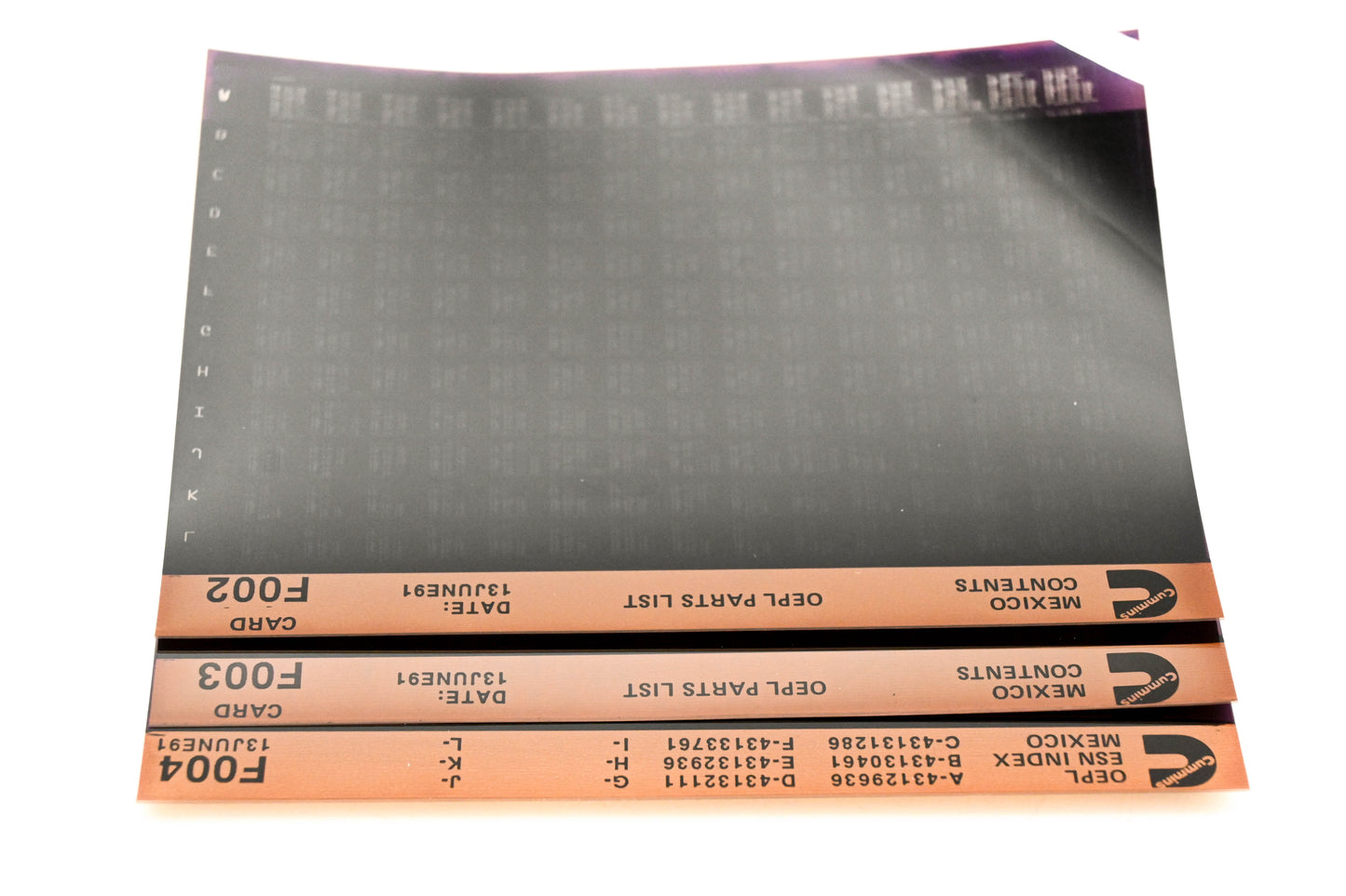 Cummins F002, F003, F004 1991 Mexico Parts List & ESN Index Lot Of 3 Microfiche NOS