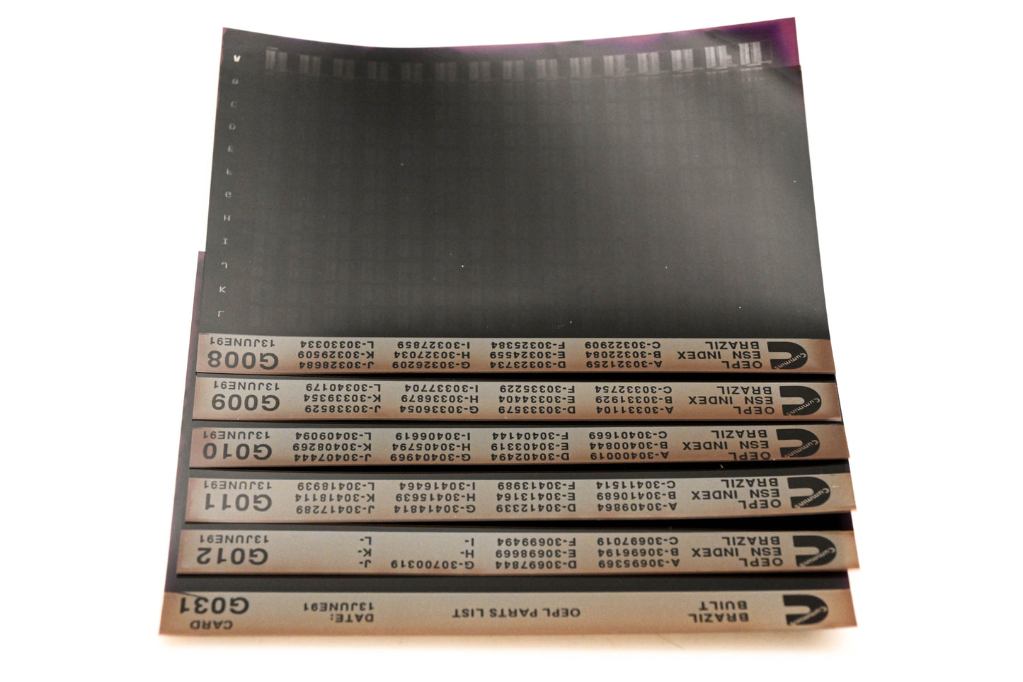 Cummins G008, G012, G031 1991 Brazil OEPL Parts List & ESN Index Lot Of 6 Microfiche NOS