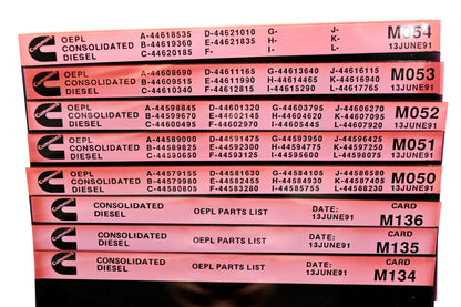 Cummins M050, M134, M136 1991 Consolidated Diesel OEPL Parts List & ESN Index Lot Of 8 Microfiche NOS