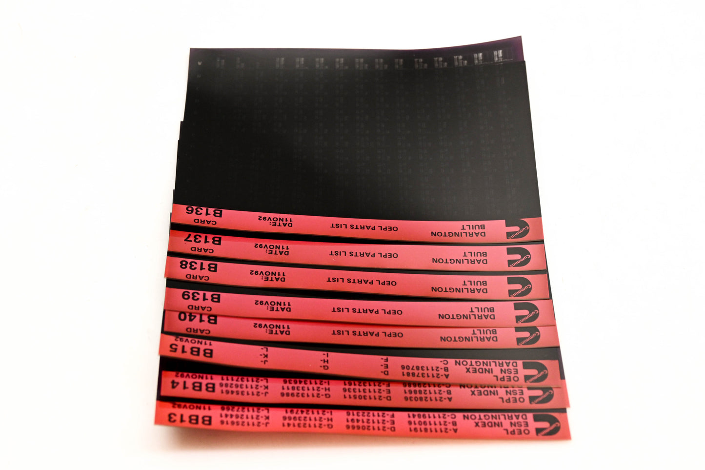 Cummins BB13, B136, B140 1992 Darlington OEPL Parts List & ESN Index Lot Of 8 Microfiche NOS