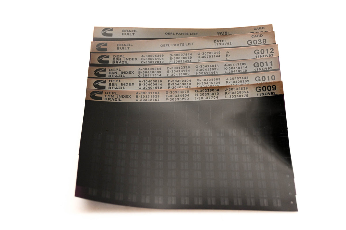 Cummins G009, G038, G039 1992 Brazil OEPL Parts List & ESN Index Lot Of 6 Microfiche NOS