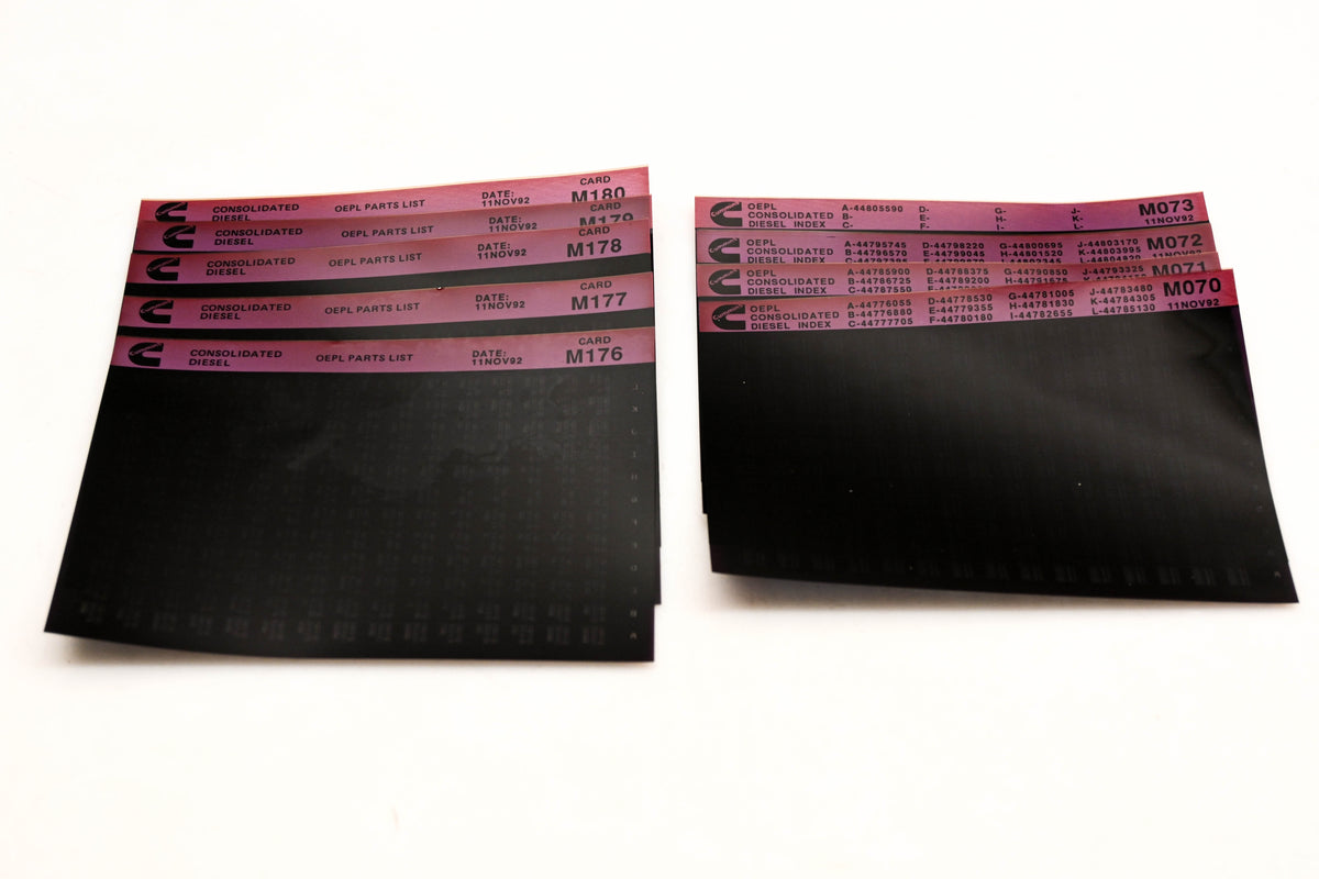 Cummins M070, M176, M180 1992 Consolidated Diesel OEPL Parts List & ESN Index Lot Of 9 Microfiche NOS