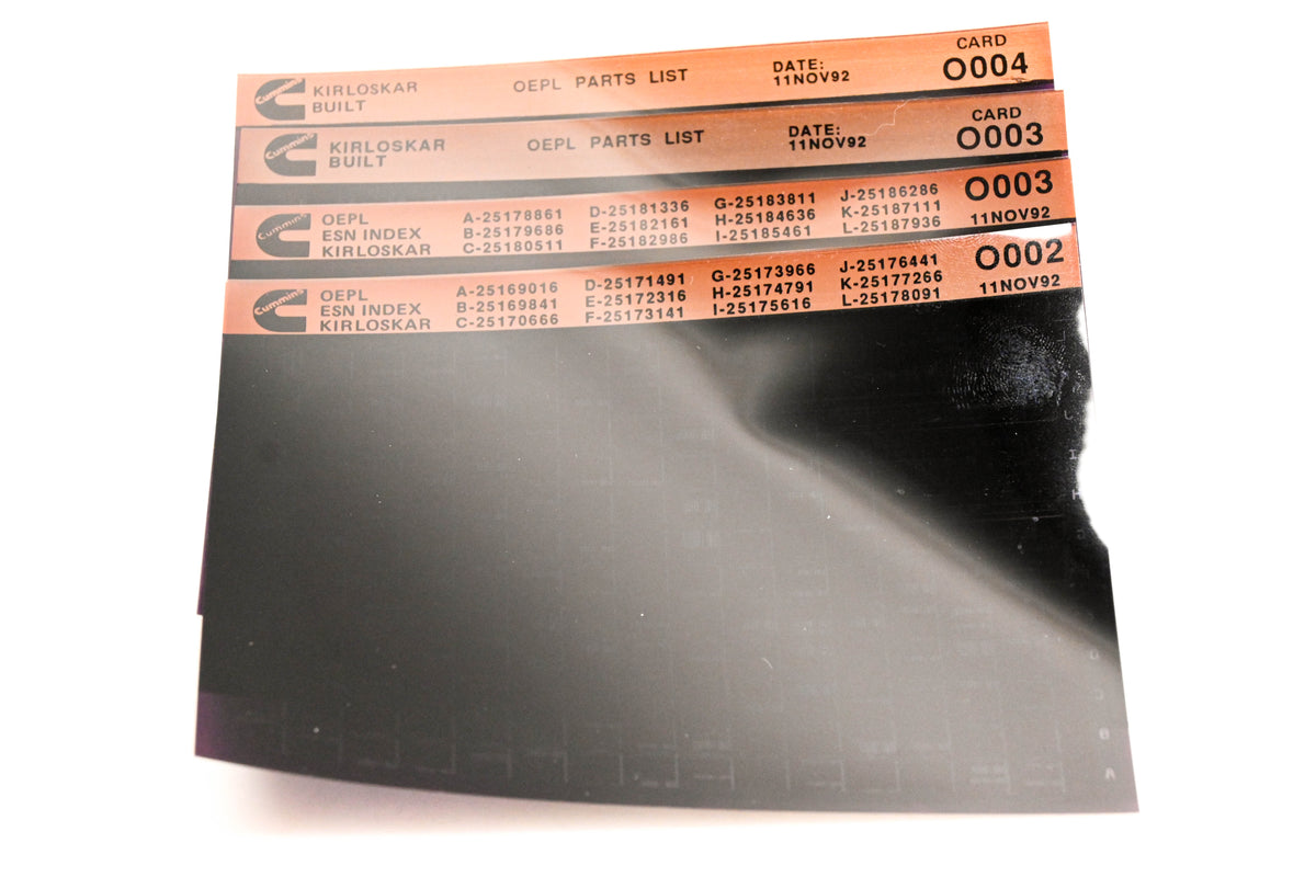 Cummins O002, O0036, O004 1992 Kirloskar OEPL Parts List & ESN Index Lot Of 4 Microfiche NOS