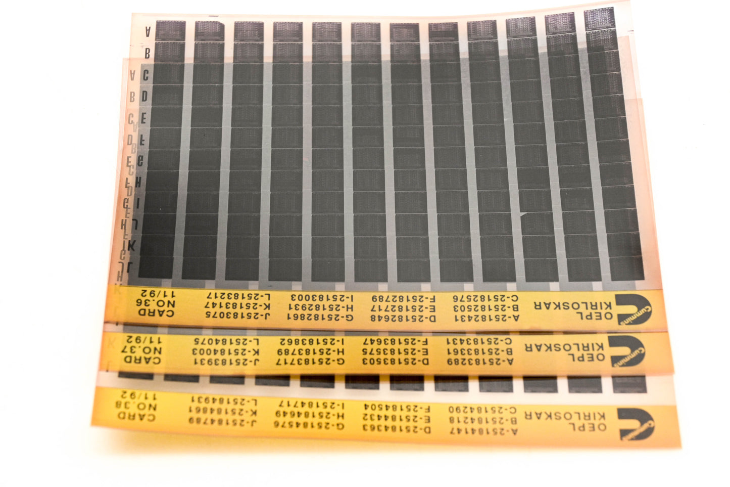 Cummins Card36, Card37, Card38 1992 Kirloskar OEPL List Card#36 - 38 Microfiches NOS