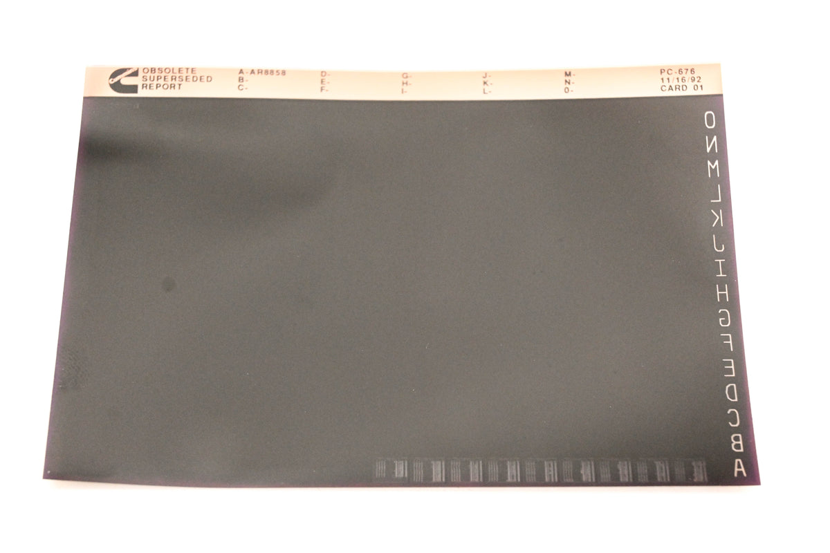 Cummins XM011-106 1992 PC-676 Obsolete Superseded Report Microfiche NOS
