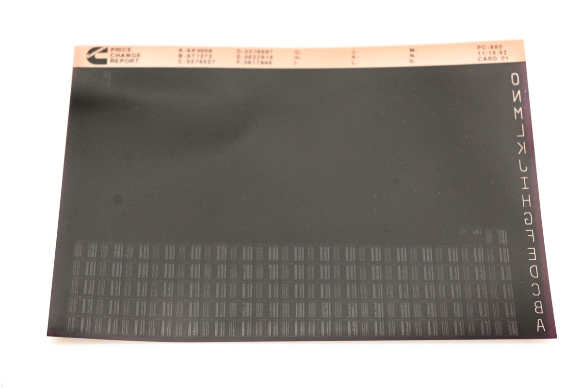 Cummins XM011-107 1992 PC-680 Price Change Report Microfiche NOS