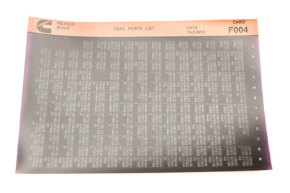Cummins F004 1995 Mexico OEPL Parts List Microfiche NOS