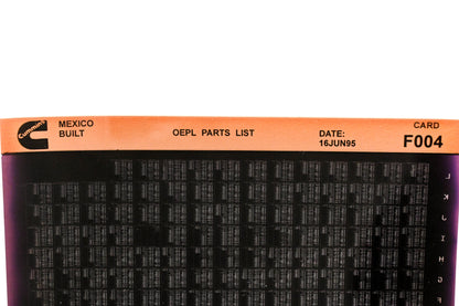 Cummins F004 1995 Mexico OEPL Parts List Microfiche NOS