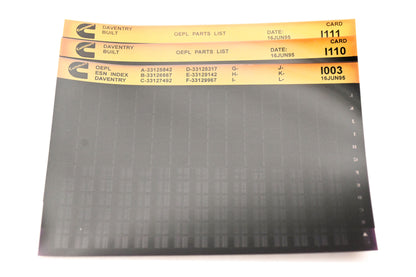 Cummins I003, I110, I111 1995 Daventry OEPL Parts List & ESN Index Lot of 3 Microfiche NOS