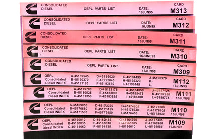 Cummins M109, M309, M313 1995 Consolidated Diesel Parts List & ESN Index Lot Of 9 Microfiche NOS