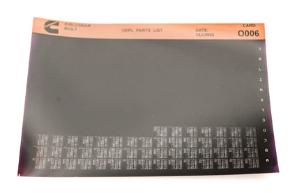 Cummins O006 1995 Kirloskar OEPL Parts List Microfiche NOS