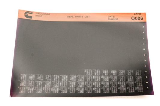 Cummins O006 1995 Kirloskar OEPL Parts List Microfiche NOS