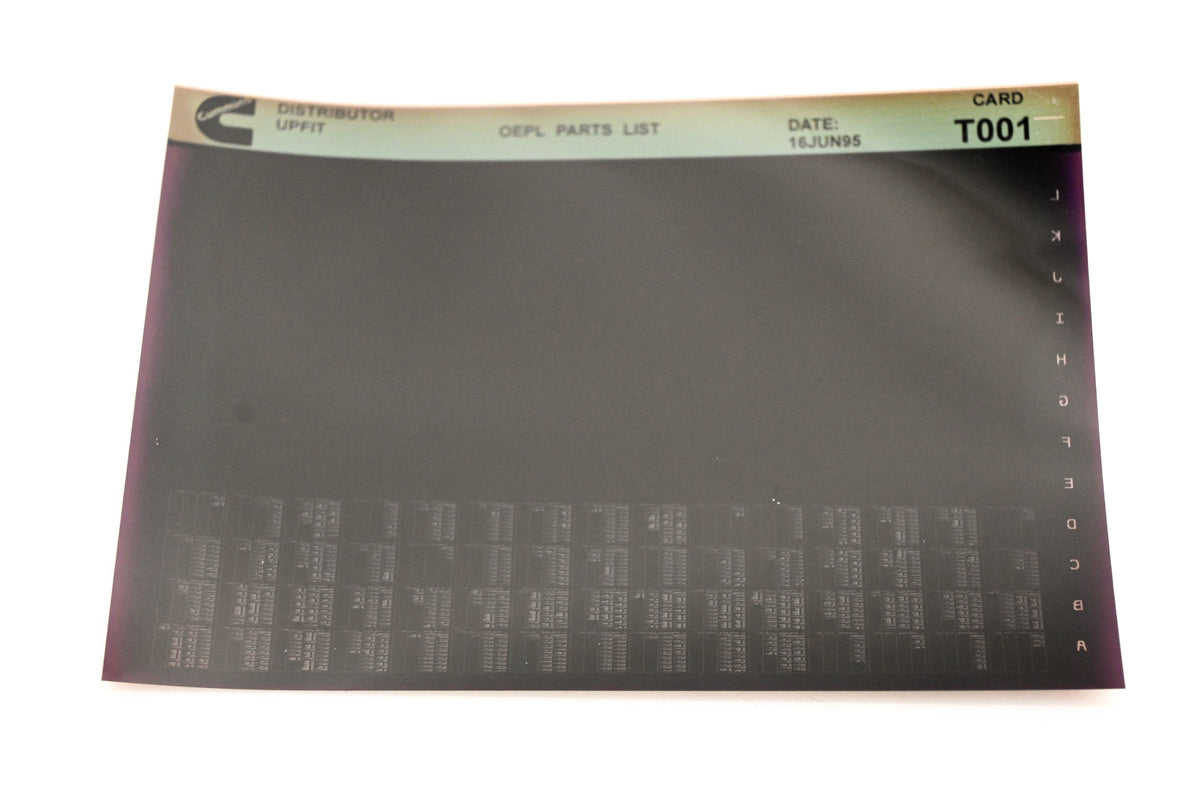 Cummins T001 1995 Distributor Upfit OEPL Parts List Microfiche NOS