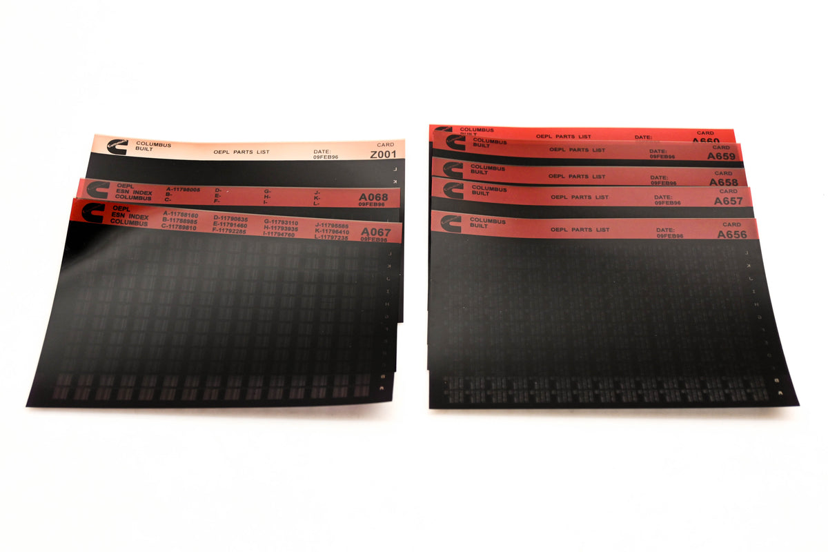 Cummins A067, A656, Z001 1996 Columbus OEPL Parts List & ESN Index Lot Of 9 Microfiche NOS