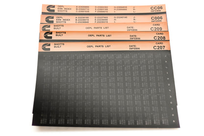 Cummins C006, CC06, C209 1996 Shotts OEPL Parts List & ESN Index Lot Of 5 Microfiche NOS