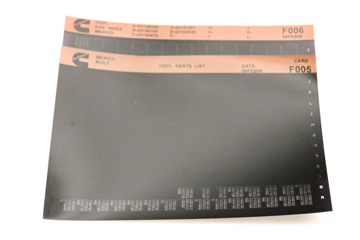 Cummins F005, F006 1996 Mexico OEPL Parts List & ESN Index Lot of 2 Microfiche NOS
