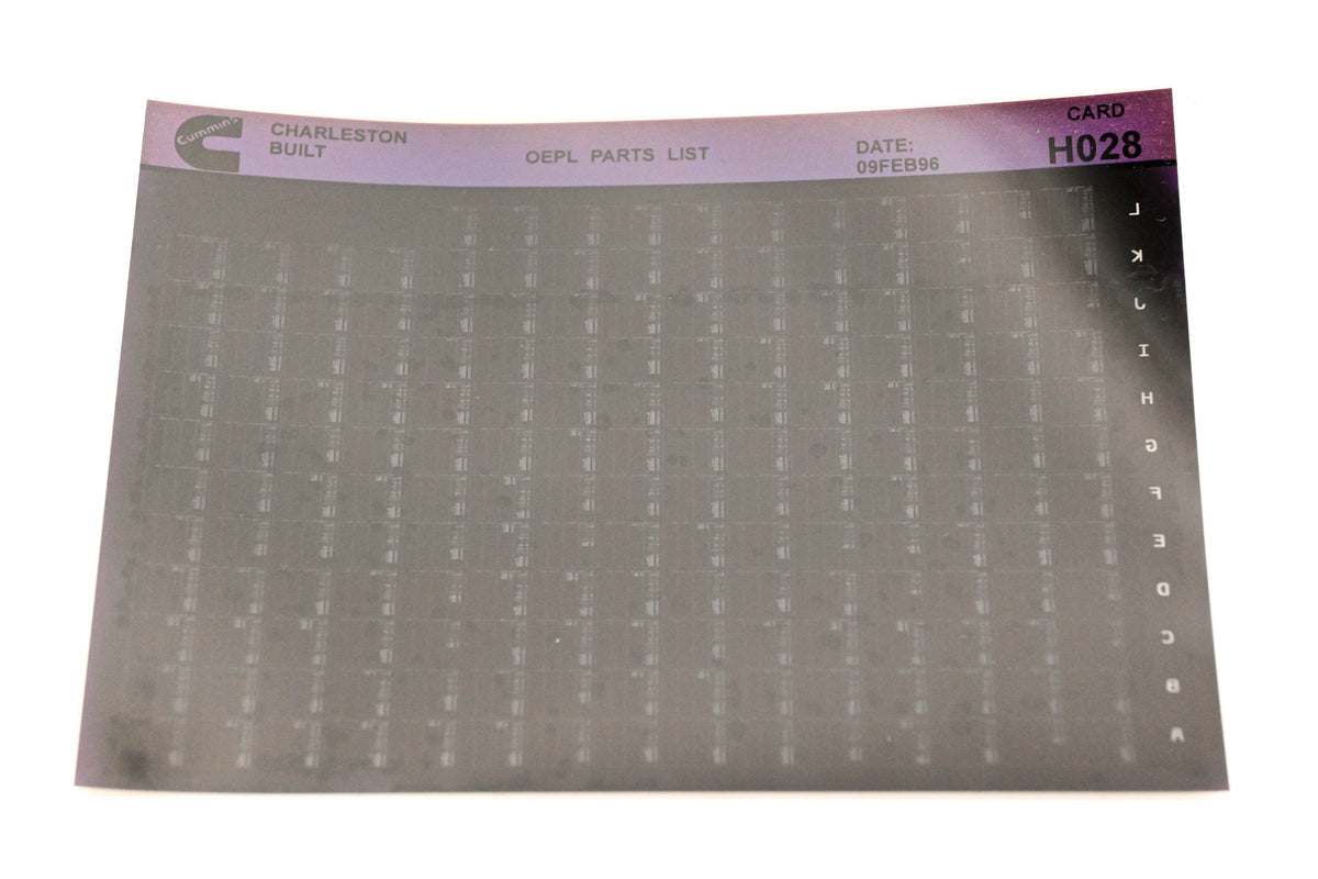 Cummins H028 1996 Charleston OEPL Parts List Microfiche NOS
