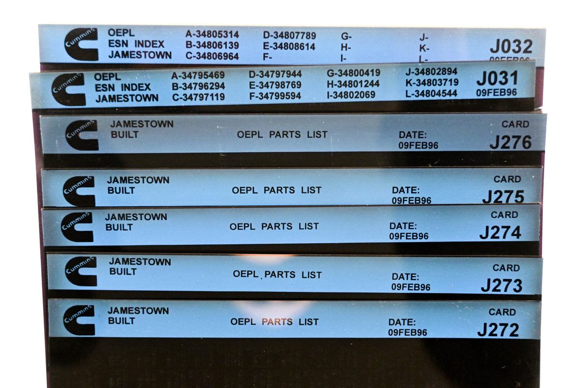 Cummins J031, J272, J276 1996 Jamestown OEPL Parts List & ESN Index Lot Of 7 Microfiche NOS