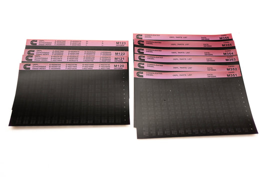 Cummins M120, M351, M356 1996 Consolidated Diesel OEPL Parts List & ESN Index Lot Of 10 Microfiche NOS