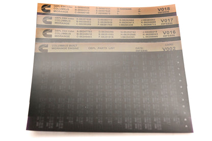 Cummins V002, V016, V018 1996 Columbus Midrange OEPL Parts List & ESN Index Lot Of 4 Microfiche NOS